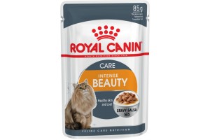  پوچ رویال کنین مخصوص گربه بالغ در آب گوشت  برای زیبایی پوست و مو / 85 گرمی/ Royal Canin Intense Beauty Gravy